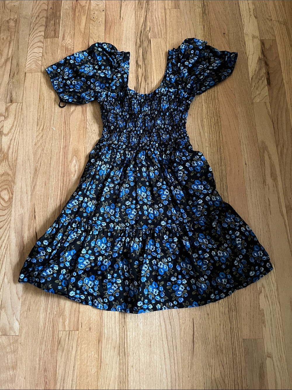 GAP Black Dress with Blue Floral Print